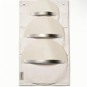 NEW CARAWAY BEIGE/CREAM HANGING POT LID ORGANIZER WITH HOOKS